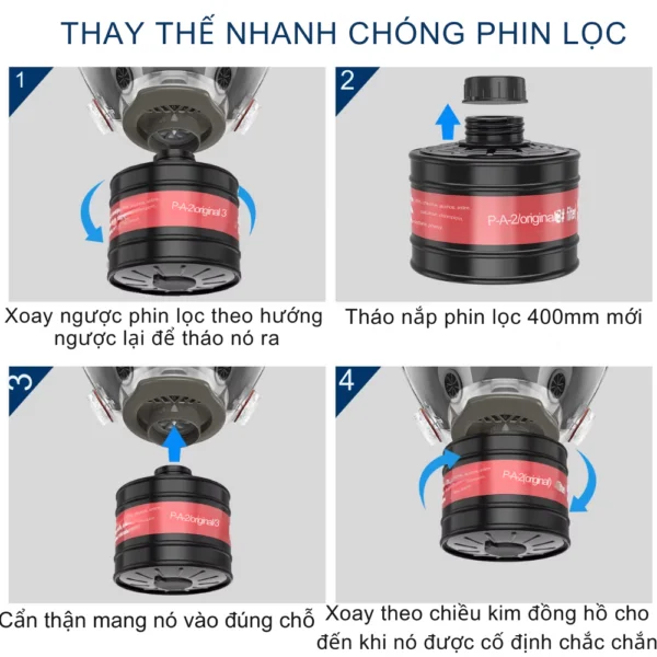 Hướng dẫn thao tác thay thế phin lọc mặt nạ